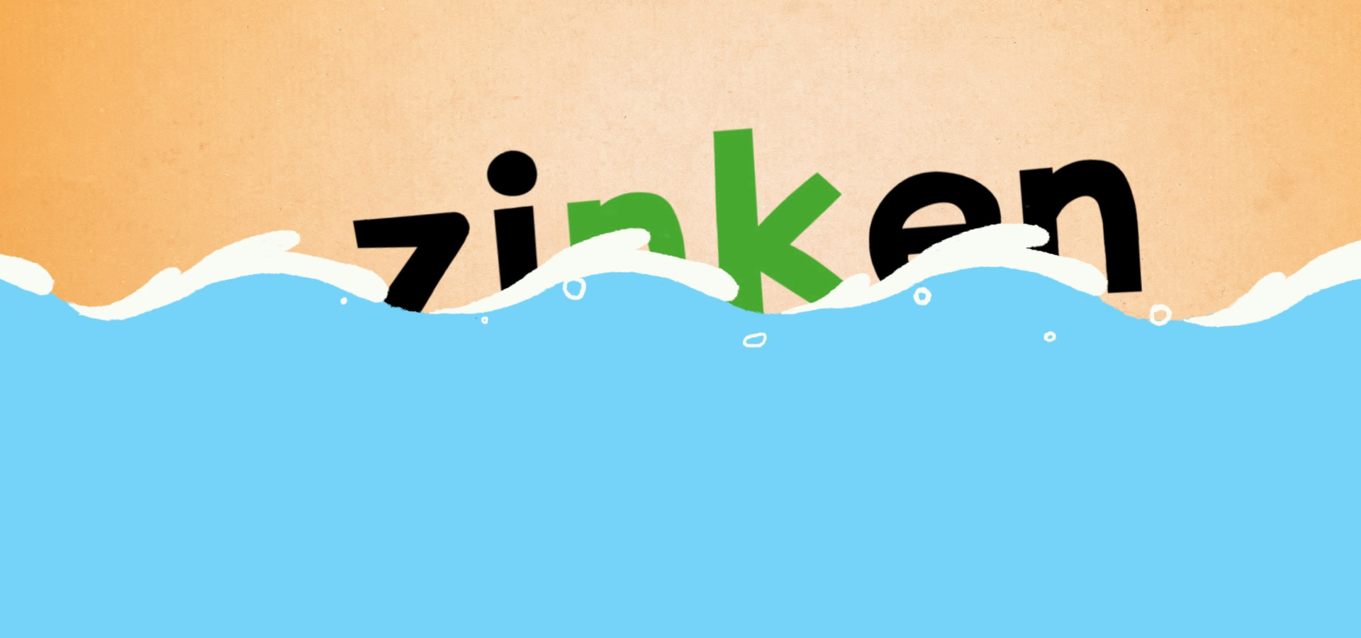 woord 'zinken' zingt in het water